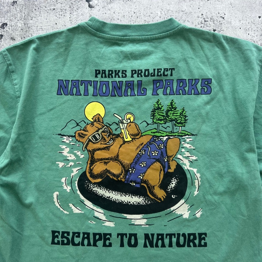 Parks Project T-Shirt Mens Medium Green National Parks Bear Escape To Nature - Picture 2 of 6
